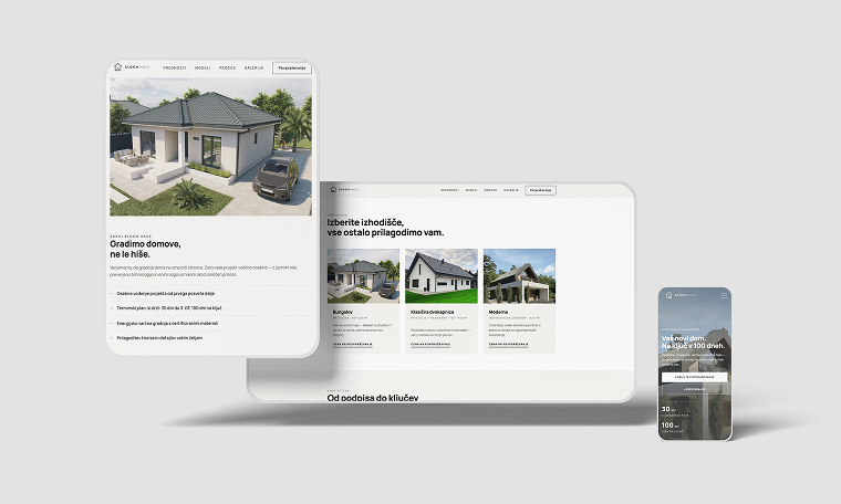 Website development – Agencija bloom: Bloom Haus website on tablet, desktop and mobile phone