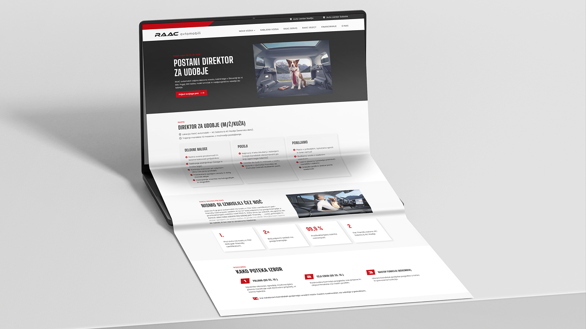 Website development – Agencija bloom: website for RAAC avtomobili (Director of Comfort campaign)