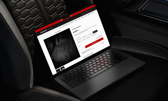 Online store development – Agencija bloom: RAAC online store product page shown inside a vehicle