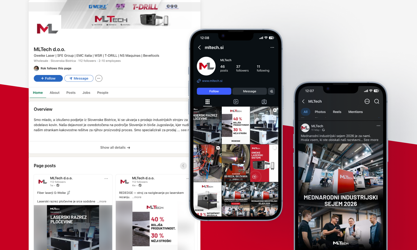 Organic posts for MLTech: overview of LinkedIn, Facebook and Instagram