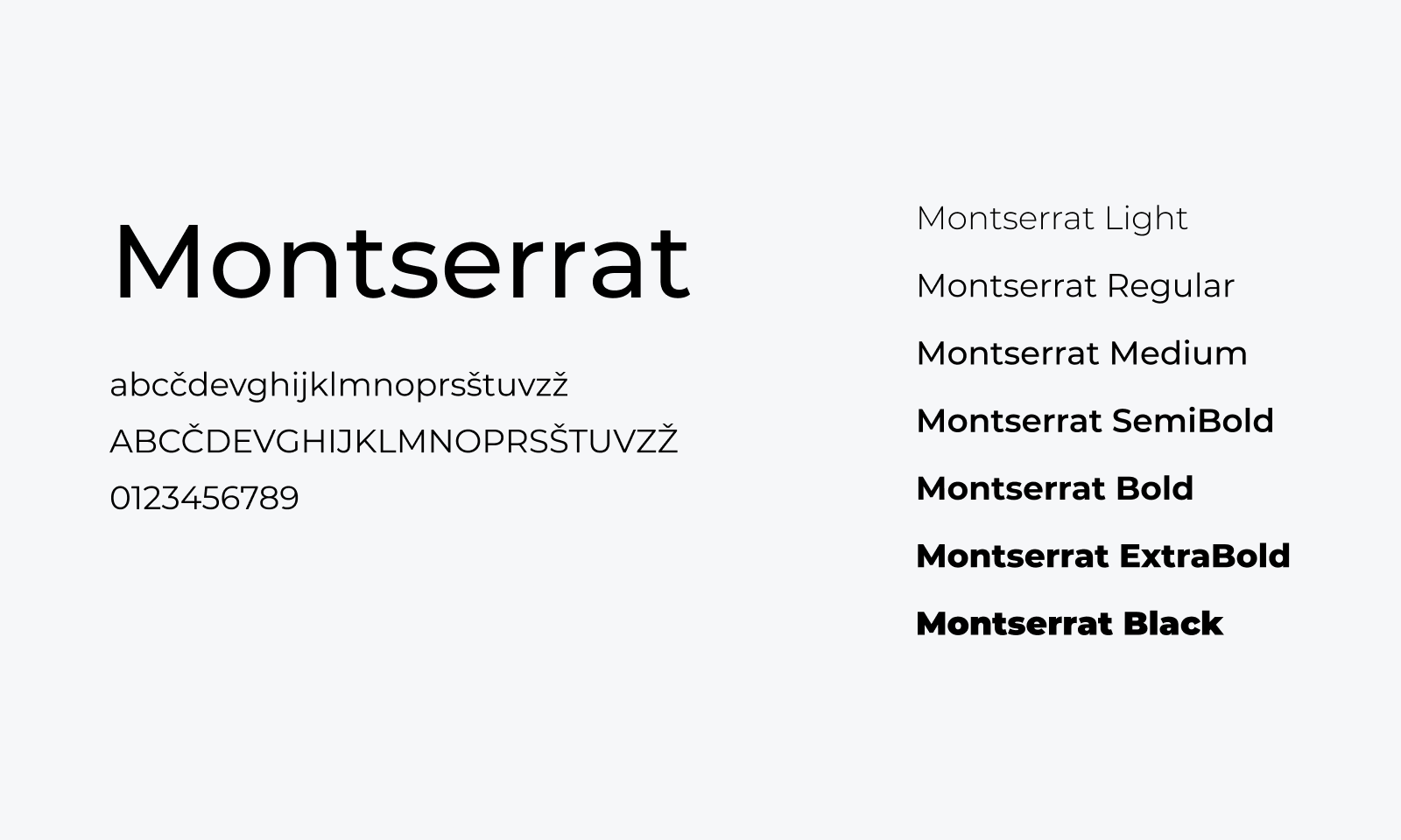 Ventil Bar: Montserrat typeface in different weights