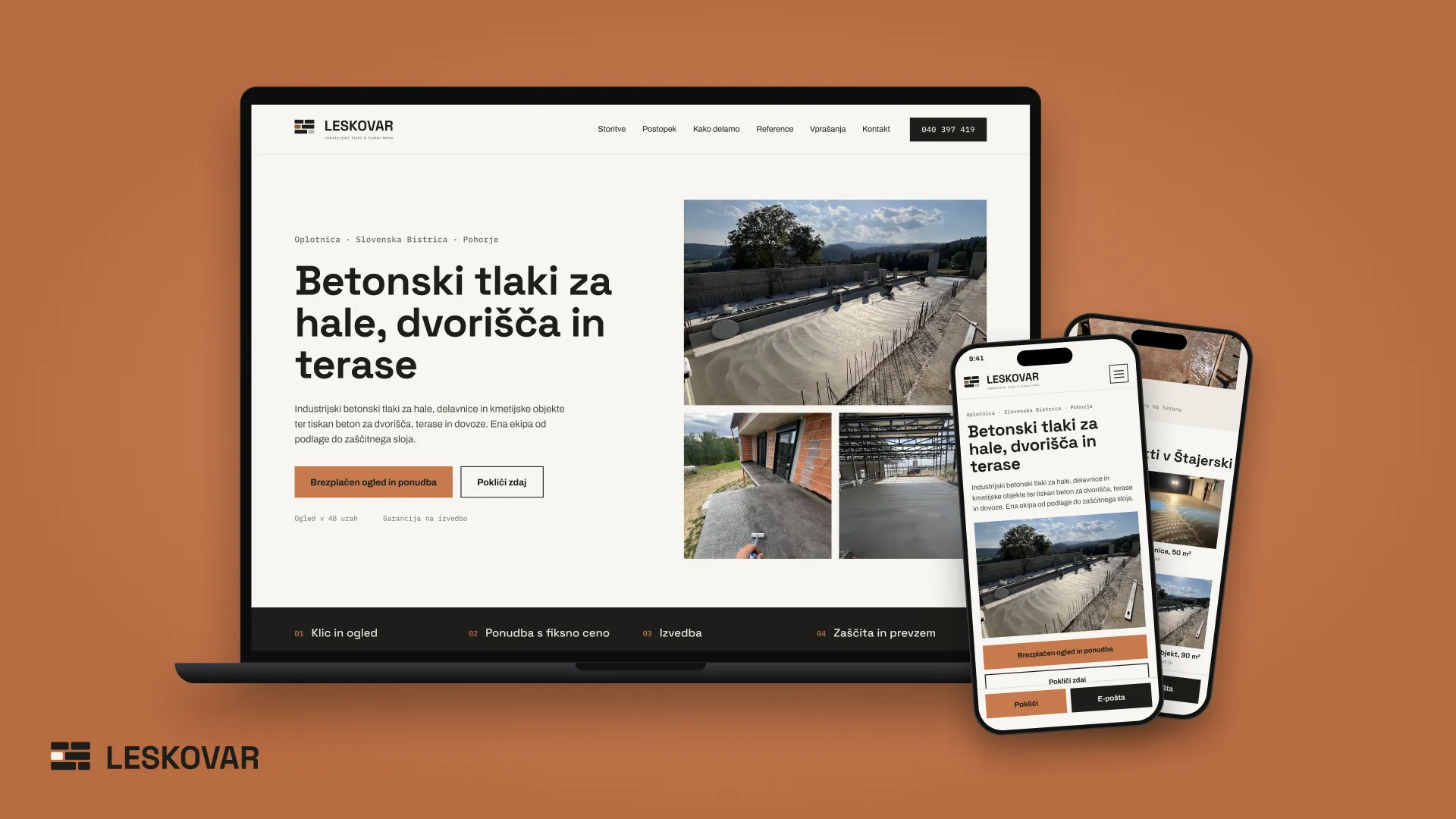 Tlaki Leskovar business website on a phone and a computer